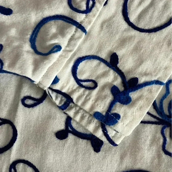 ❤️2/$50❤️[S] April Cornell Blue Embroidered White Cotton Tunic Dress Blouse - Picture 3 of 11